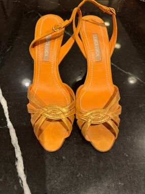 Luca Luca Orange Knotted Strap Heeled Sandals